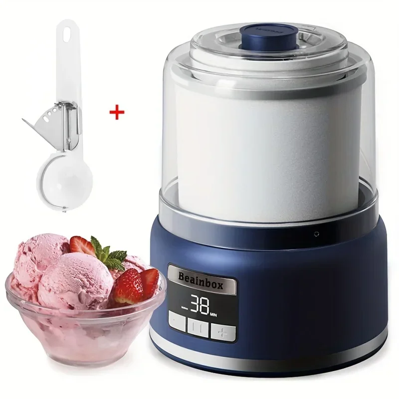 Ice Cream Maker Machine for Home, 2 Quart Stainless Steel Homemade Ice cream Makers Countertop with Countdown Timer LED Display