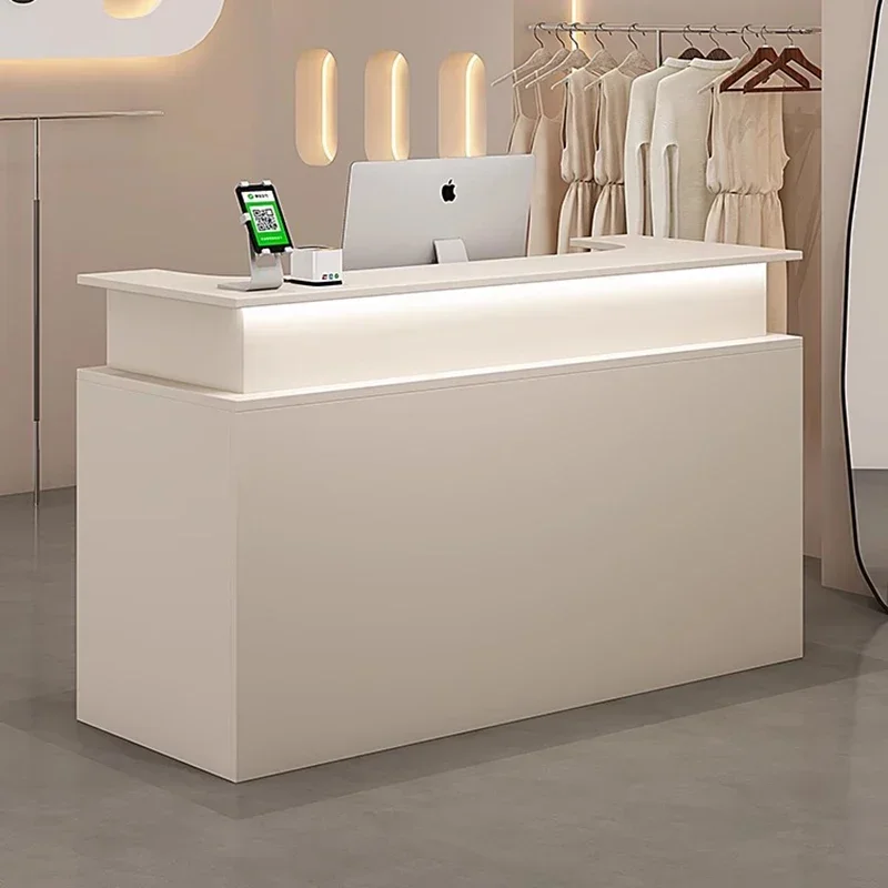 

Compact Office Reception Desks Beauty Salon Modern Simple Bar Counter Small Cashier Counter Desk with Showcase Reception Table