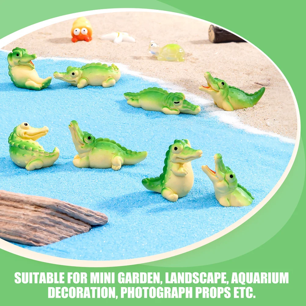 

8Pcs Mini Crocodile Tiny Resin Animals Delicate Creative Resin Ornament Garden Yard Mini Landscape Decor Small