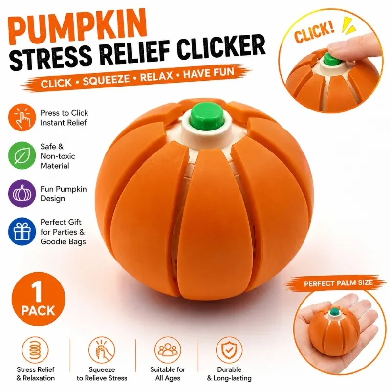 #2026 Halloween New Arrival Fruit Fidget Clicker Pumpkin Squishy Toy Stress Reliever Party Giveaway Small Presents