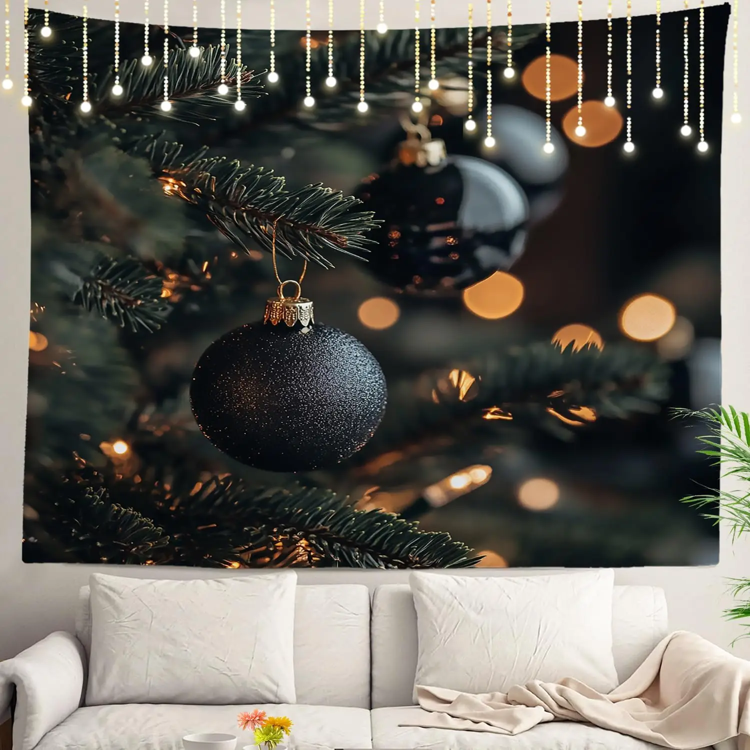 Christmas  Tree Decoration Wall Tapestry Xmas Holiday Season Event Decor Backdrop Christmas Tree Decoration