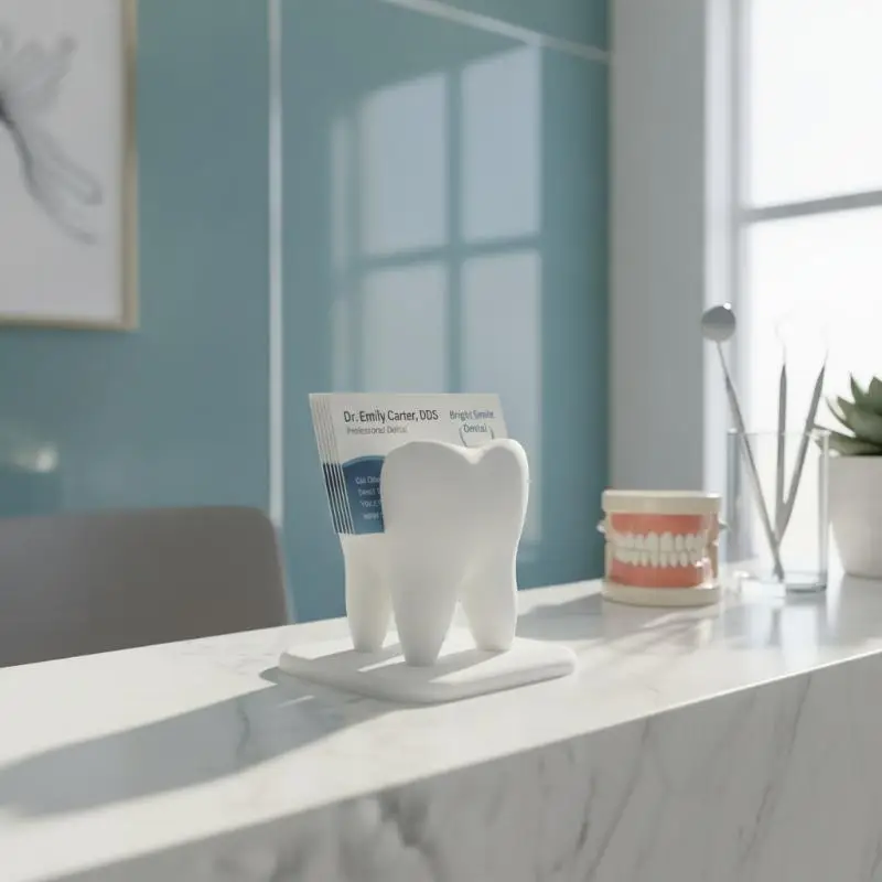 Creative Teeth Style Business Card Storage Box Non-Slip Display Rack for Dentist Clinic Front Desk Display