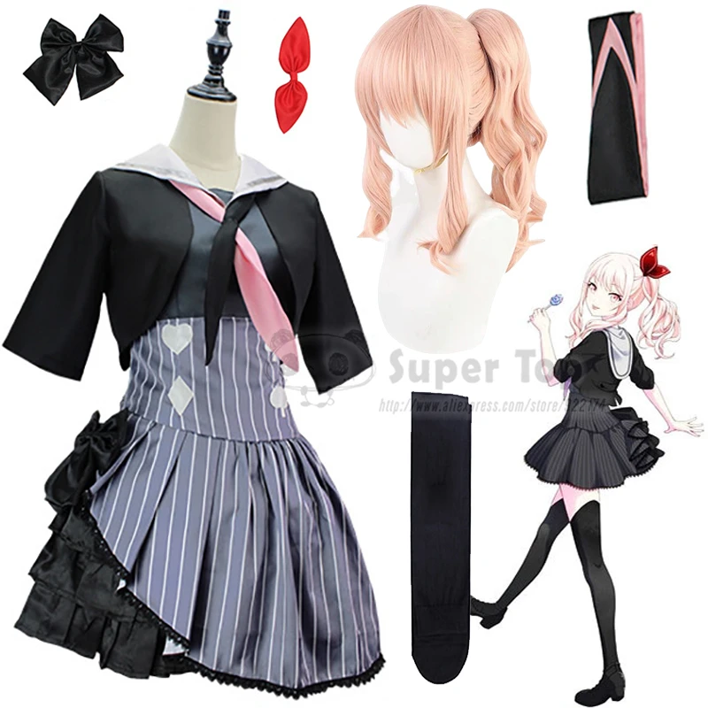 Music Game Akiyama Mizuki Cosplay Costume For Women Girls Japanese Amia Lolita Maid Dress Wig Full Set MZK Halloween Party Dress