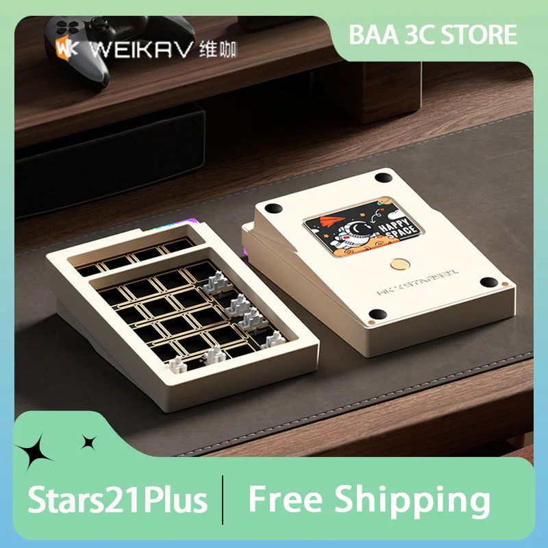 

Weikav Stars21Plus Комплект механической клавиатуры 3 режима Беспроводная Bluetooth Rgb Горячая замена Цифровая клавиатура Комплект алюминиевой индивидуальной клавиатуры