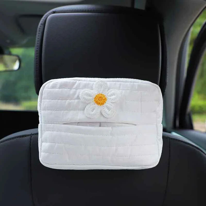 Towel Box Car Seat Accessories Tissue Case with Fix Strap Adjustable Decoration Tools Back Hanging for Napkin Paper Backseat