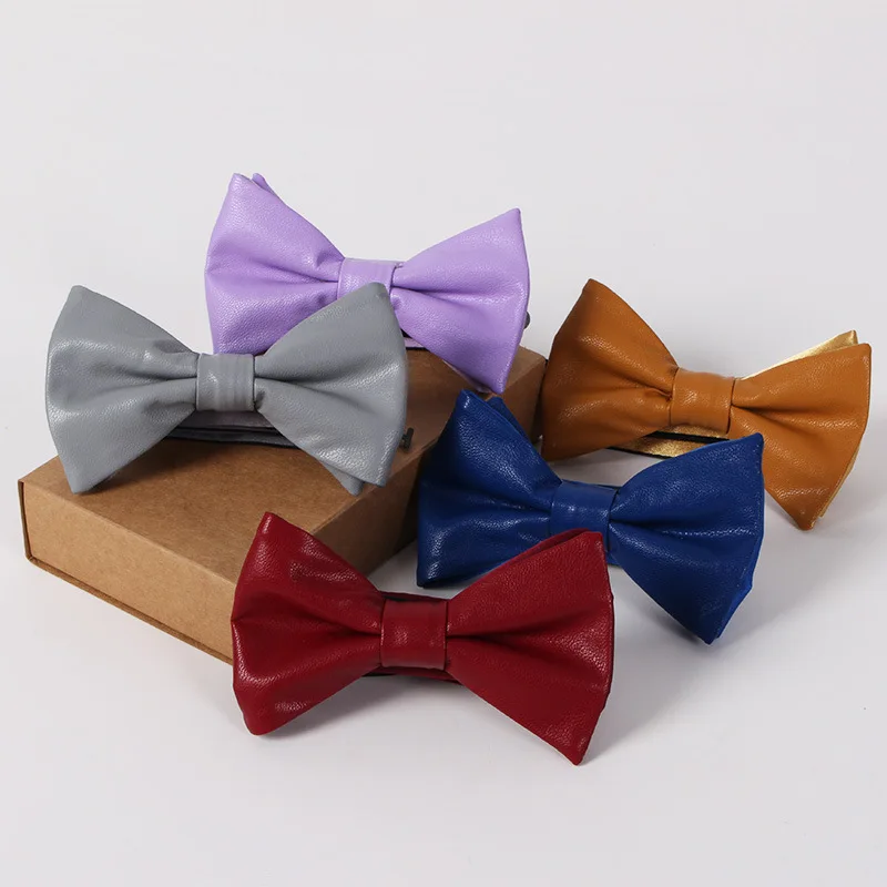 

Men's leather bow tie PU pure color wedding banquet gourd tie men's clothing accessories mens accessories bowtie gifts for men