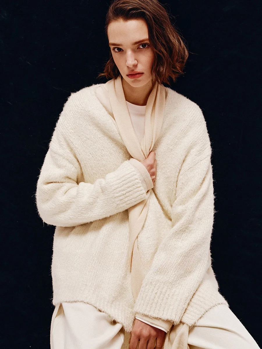 

Yasako Luxury Loose Fit Silk Open Cardigan Svel Fairy-Like Lazy Sle Heavyweight Knitted Women's Faion Casual Wear