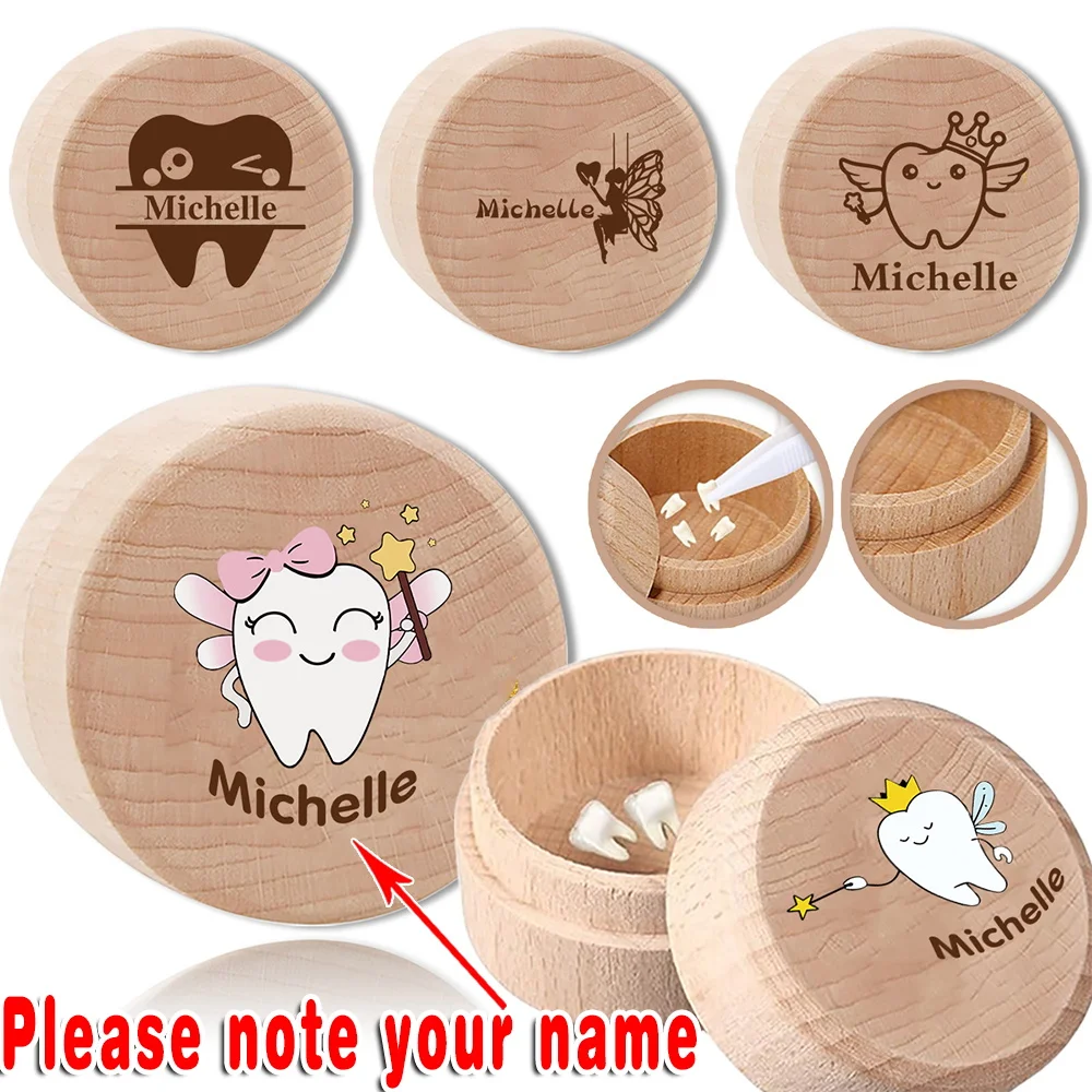 

Customized Name Wooden Tooth Storage Case Kid Lost Tooth Keepsake Box Organizer Souvenir Protector Container Personalized DIY