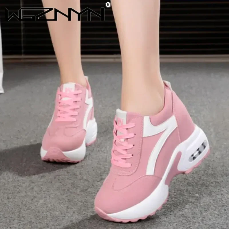 Autumn Luxury Women Casual Shoes Platform Sneakers Comfortable Air Cushion Outdoor Solid Heightening Footwear Chaussures Femme