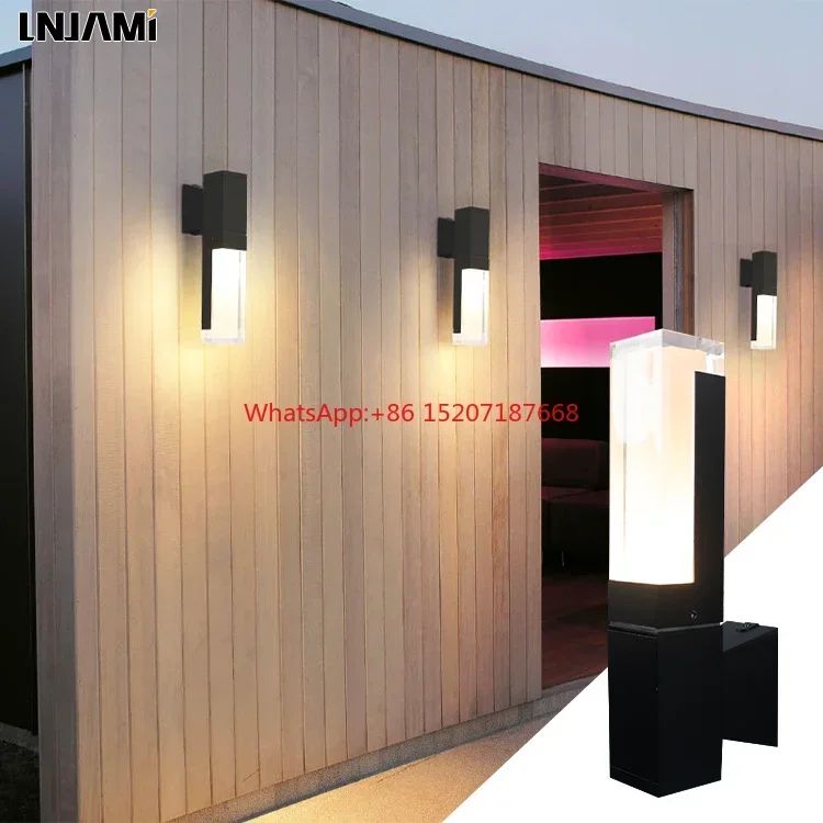 IP65 Black Wall Sconce Lamp Outdoor LED Decorative Aluminum LED Up Down Wall Light For Garden Villa Entrance Gate