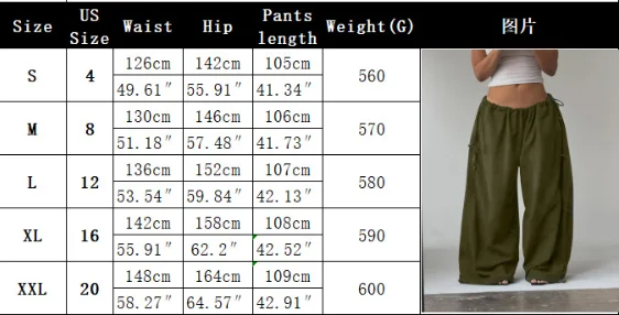 Damen Y2K Baggy Weite Hose mit Elastischem Bund und Verstellbarem Kordelzug, Lässige Lose Bodenlange Hose, Streetwear, Übergröße – Detail 1