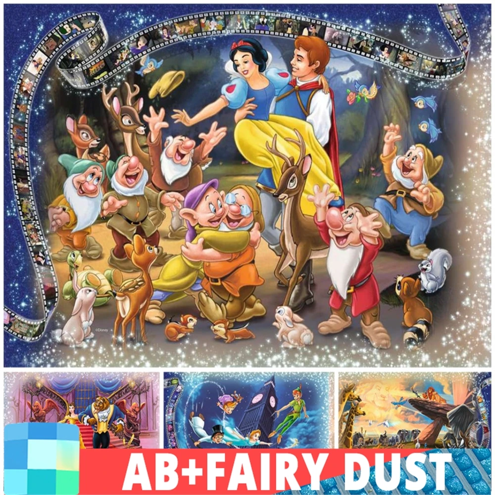 B Fairy Dust 5D DIY diamentowy obraz Disney księżniczka śnieżnobiała piękność i bestia sztuka pełne wiertło krzyżowe zestaw do szycia rzemiosło