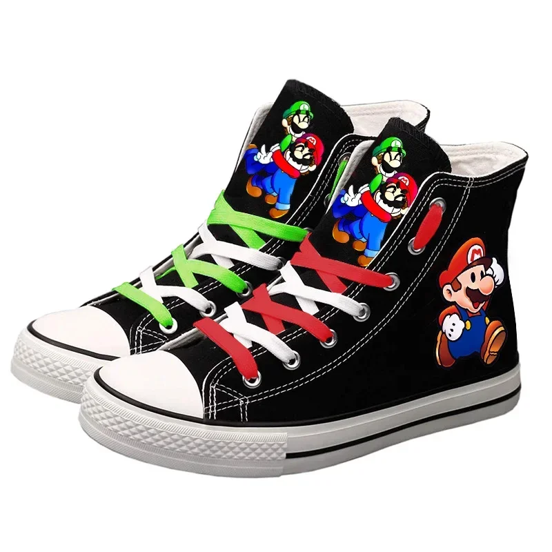 

Super Marios Bros High-top Canvas Shoes Man Women Fashion Sneaker Student Streetwear Mario Luigi Cosplay Vulcanize Shoes Gift