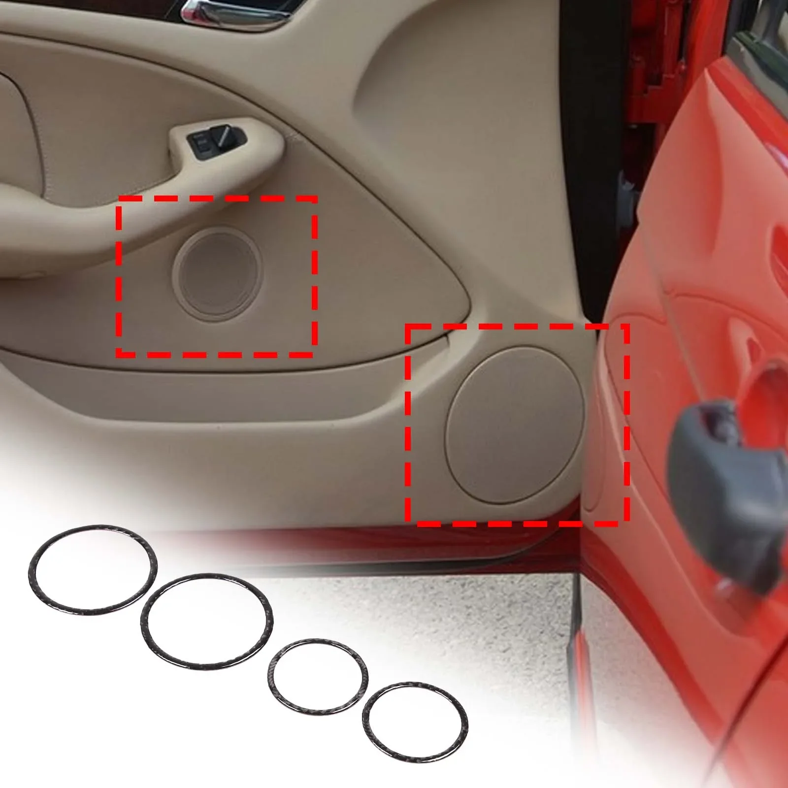 

For BMW 3 Series E46 1998-20004 Soft Carbon Fiber Car Door Speaker Ring Decorative Sticker Interior Accessories Modification