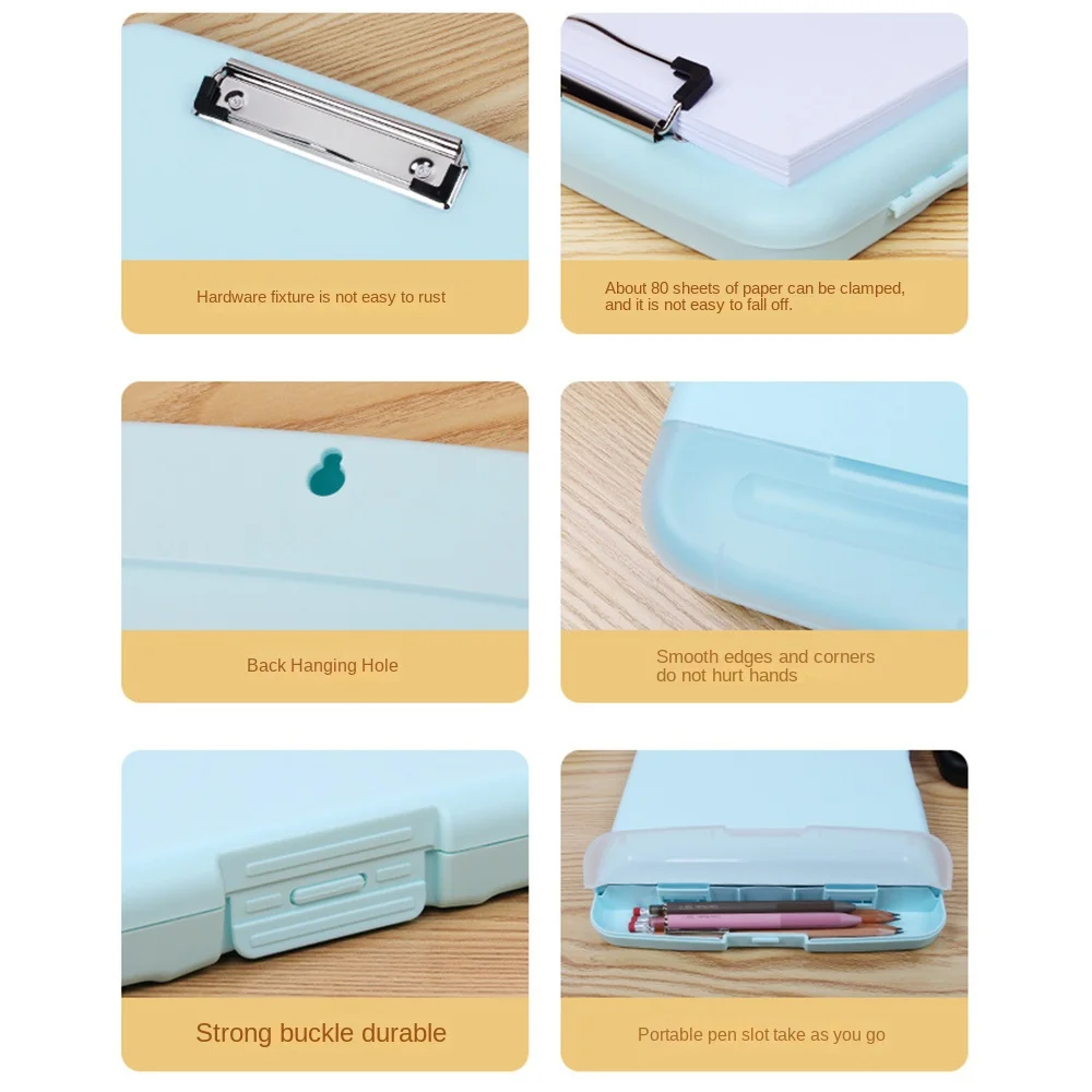 A4 File Clipboard Box With Pen Holder with Board Clip a4 Binder Writing Board Enclosed High Capacity File Storage Organizer Work