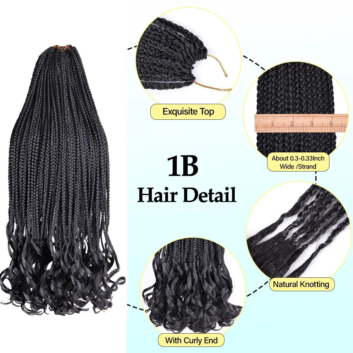 Extensiones de cabello trenzado, extensiones de cabello sintético, rizado francés, suelto, ondulado, hinchable, 24 pulgadas