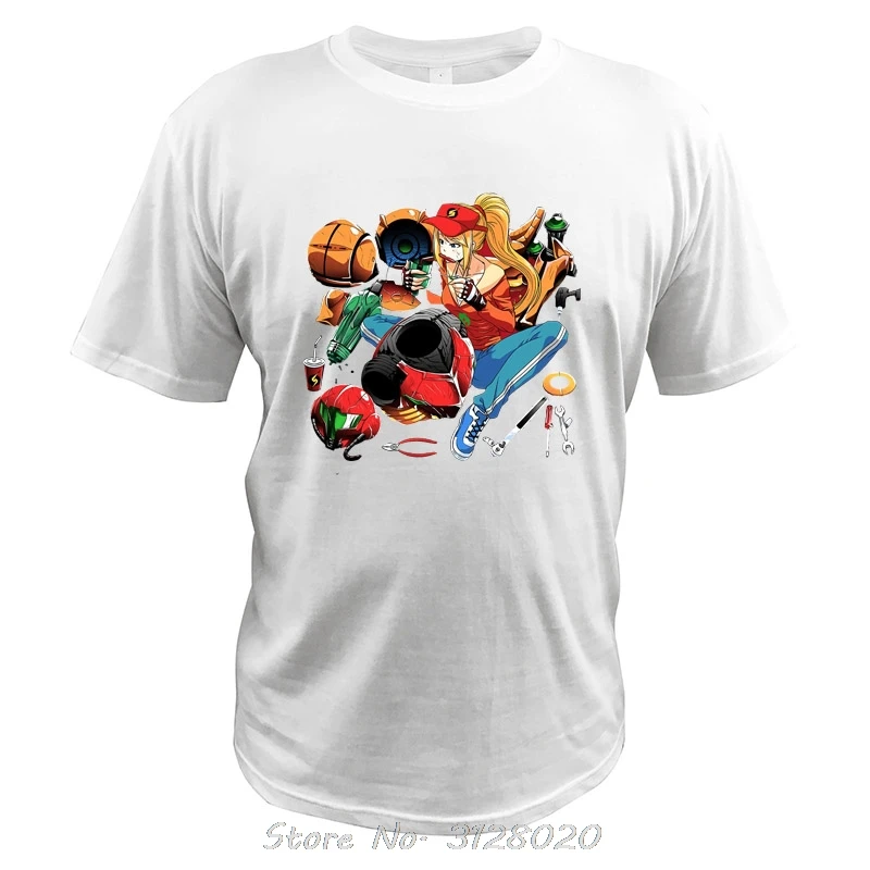 The Metroid T Shirt Lovely Repair Men Cotton Digital Print High Quality Tee Video Game Tops Samus Aran Tshirt Clothing