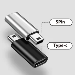 Mini USB to Type C Adapter 5 Pin Male Mini USB to Female USB Type C Data Transfer Connector for GoPro MP3 Camera PC Conventer