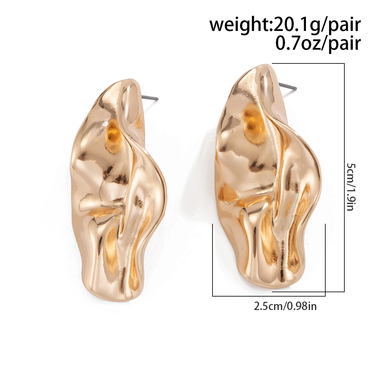 IngeSight.Z Creative Irregular Metal Pleated Earrings for Women New Aesthetics Gold Color Ear Piercing Earrings Party Jewelry