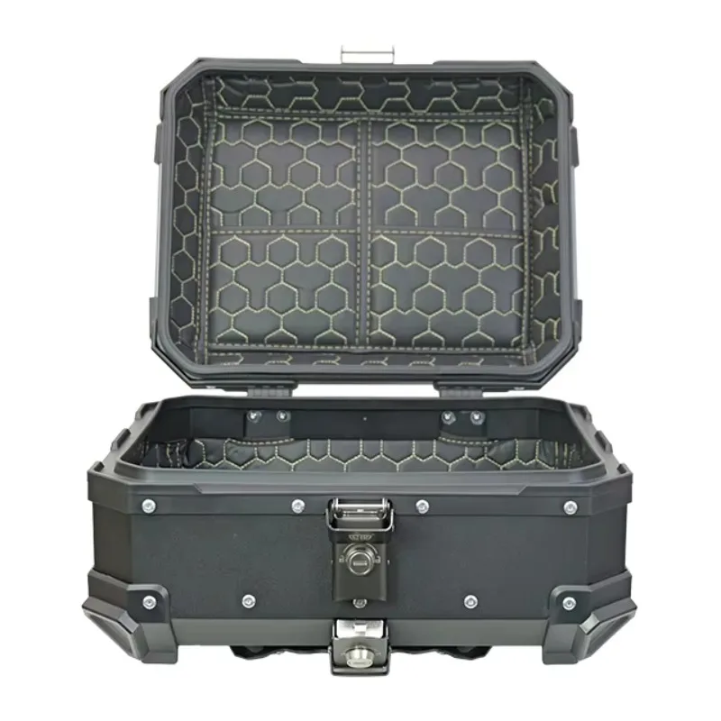 STLF 28L الألومنيوم دائم مقاوم للماء الأسود دراجة نارية الصندوق الخلفي OEM الغطاء العلوي سرقة الحرس #1