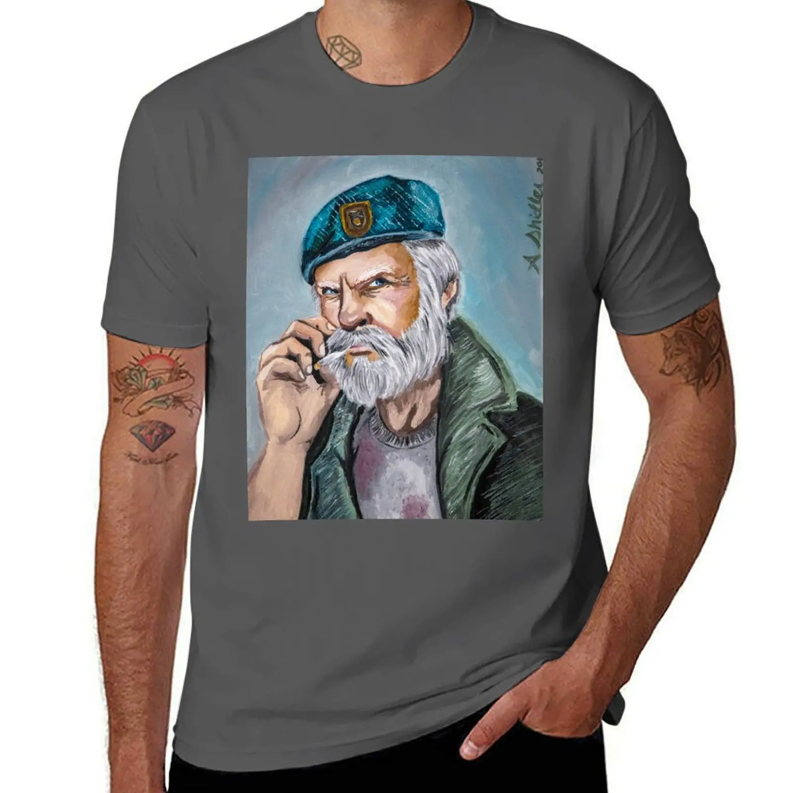 

Bill Left 4 Dead Oil Painting T-Shirt funny t shirts cotton man t shirts graphic T-Shirt