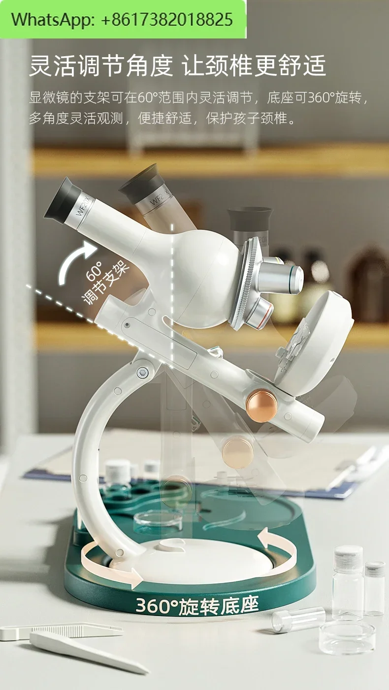 

Light Microscope 1600x Kids Can See Bacteria HD Electron Desktop Science Experiment Professional Grade Birthday Gift Toys