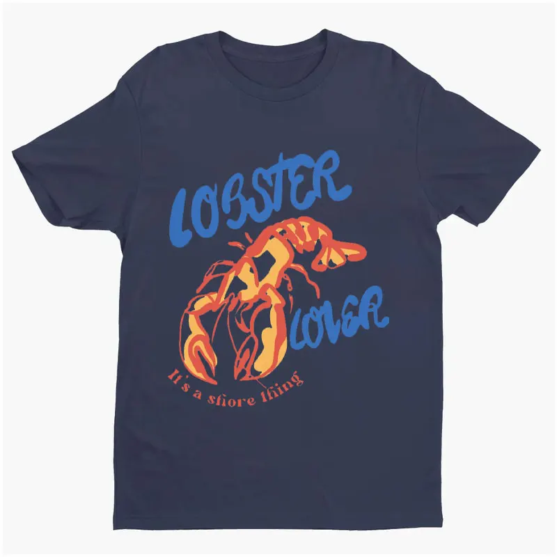 Camicia Lobster La Dolce Vita Maglietta estetica pescatore Aragosta costiera Oceano Camicie in cotone da donna T-shirt a maniche corte regolari