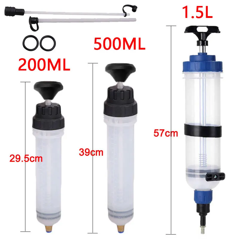 Car Engine Oil Fluid Pump Efficient Vacuum Manual Inhalation Syringe Style Engine Cooolant Transfer Translucent 500cc/1500cc