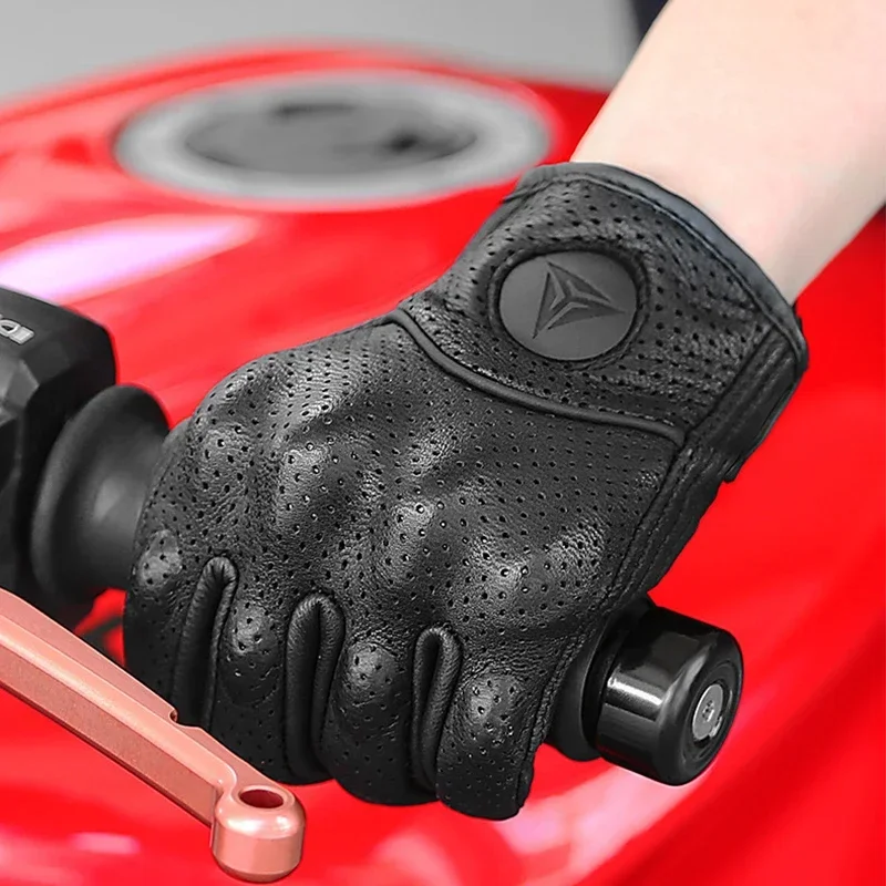 Guantes Retro para motocicletas para hombre y mujer, Guantes Retro de cuero de carbono para ciclismo, Guantes de invierno para Moto, Motocross, Guantes para Motor ATV al aire libre