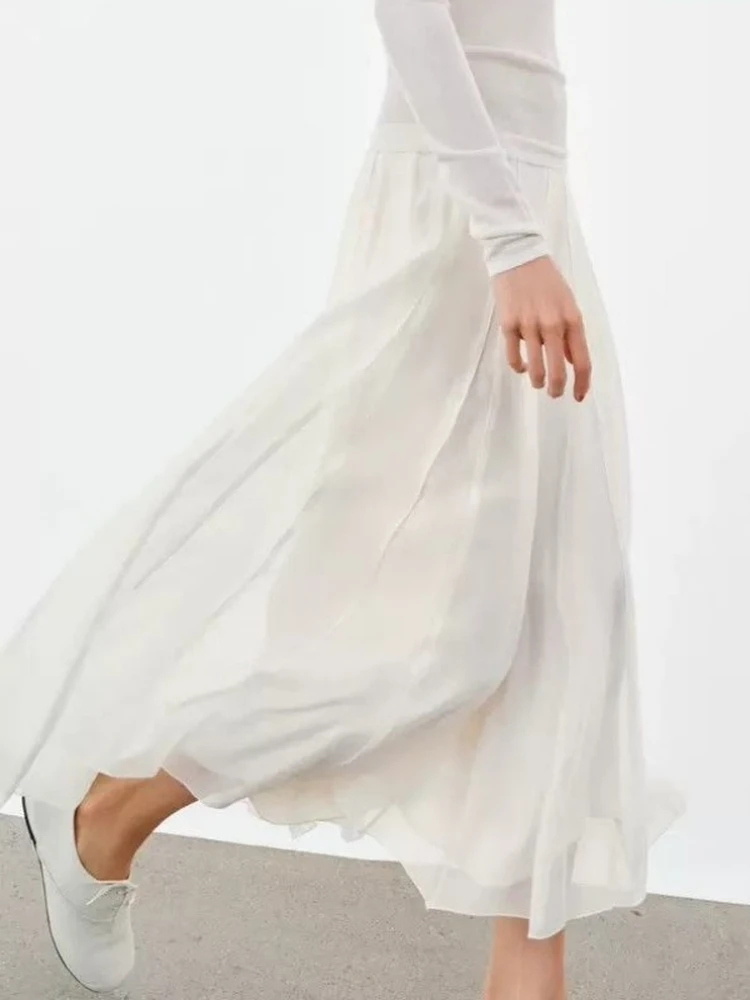 Spring New Arrival Women's Simple Casual Loose Mid-Waist Drape A-Line Skirt Half-length Skirt 2560209 Elegant Pleated