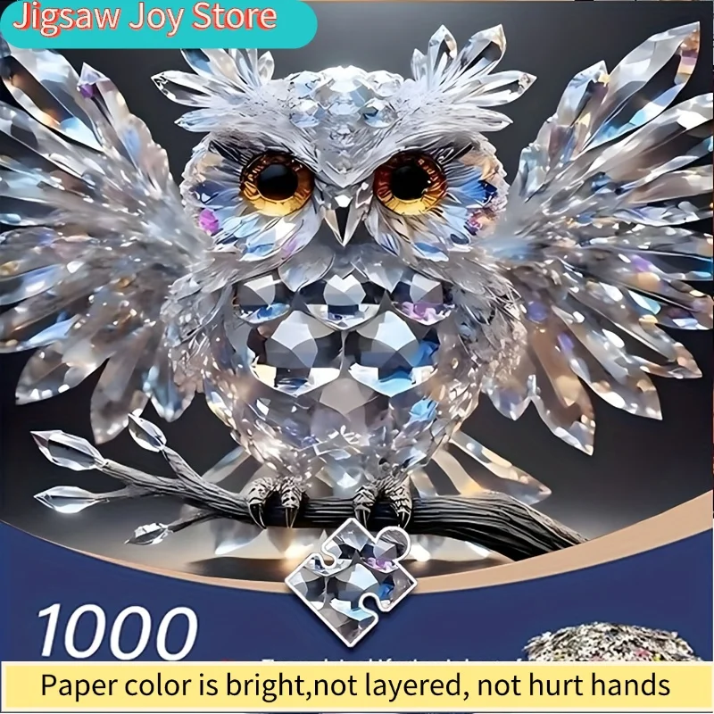 Disney  Crystal Owl Wings 3D Puzzle | Artistic Light and Shadow Design with Expressive Eyes, Frameless Adult Educational Game,