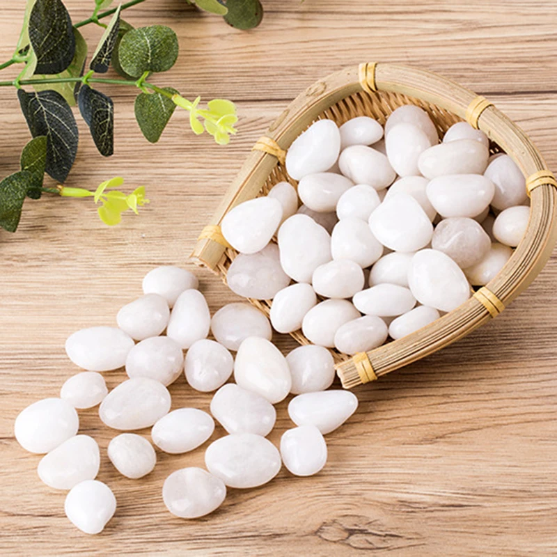 300g/800g 2-3cm guijarros blancos, piedra decorativa de pecera en maceta Natural altamente pulida, guijarros de decoración de paisaje de jardín
