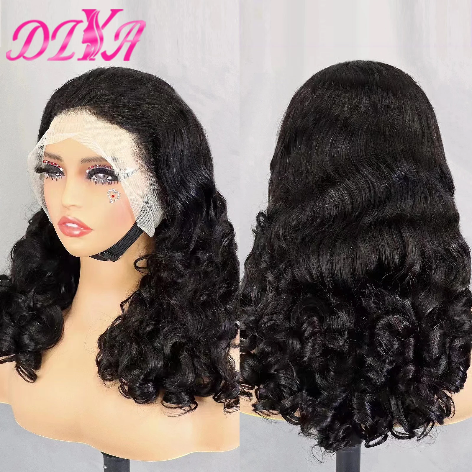 

14-26 Inch Glueless Loose Wave Human Hair Wig for Black Women 300% Density Bouncy Curly Brazilian Remy Hair Preplucked 13x4 Lace