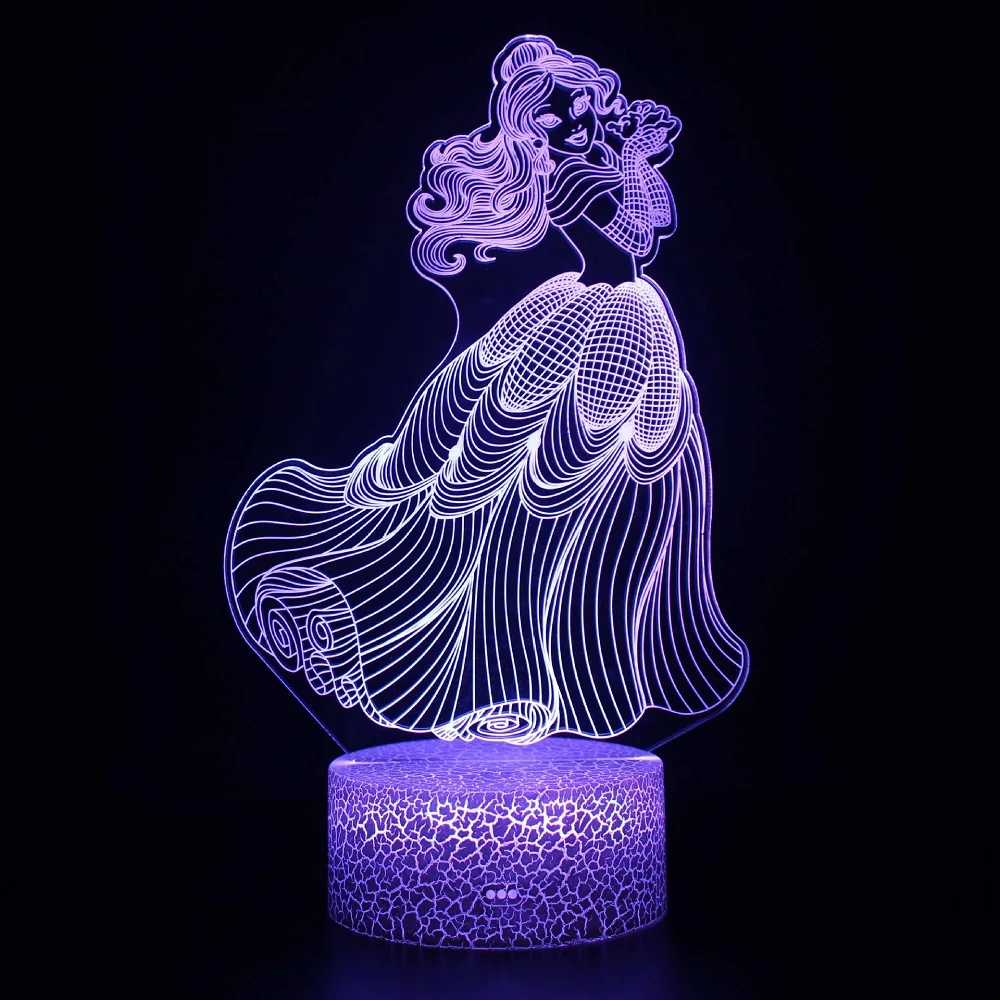 Princess Night Light 16 Colors Color Changing Night Light Dimmable LED Light with Remote Control Princess Toy Birthday Gif