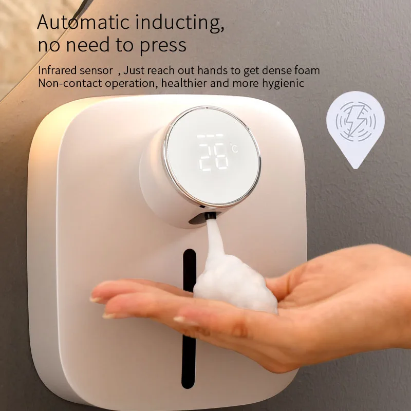 

Automatic Foam Soap Dispenser Wall Hanger Press Dispenser Digital Temperature Infrared Liquid Soap Dispenser Pump Hand Sanitizer