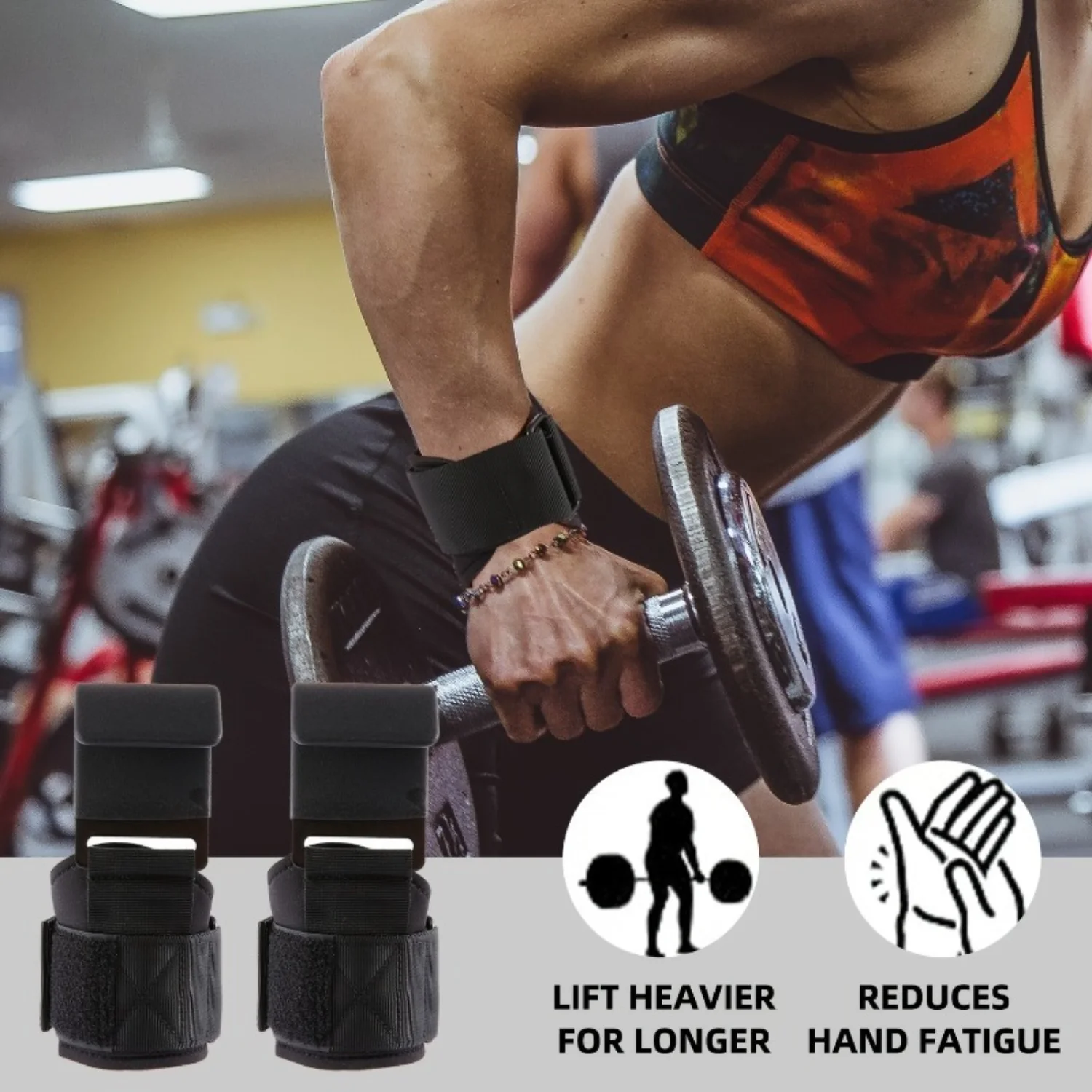 1 Pair Adjustable Weight Lifting Straps - Thick Padded Hand Grip & Wrist Support for Deadlift, Powerlifting, Pull Up