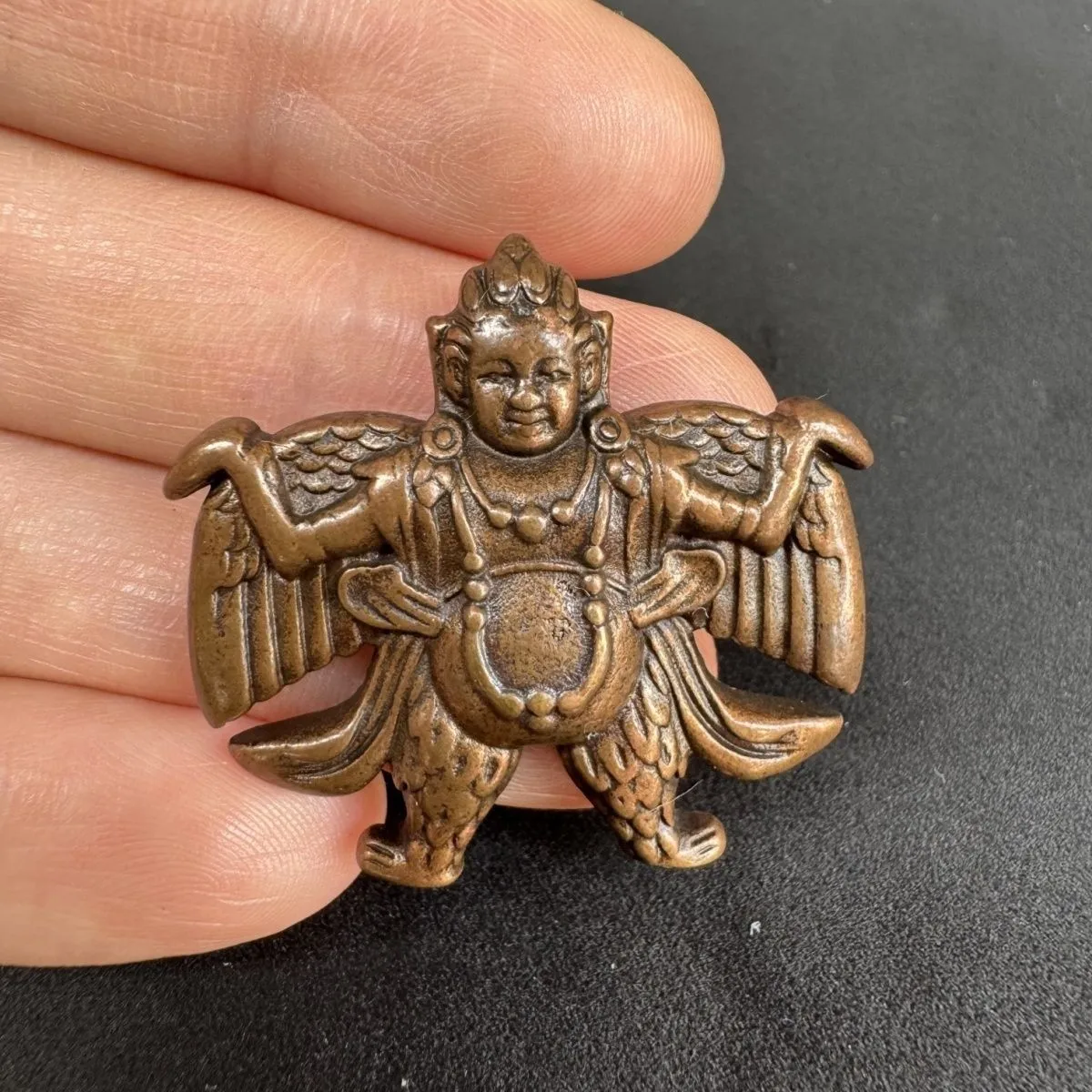 Vintage Brass Tibetan Garuda Pendant Necklace Buddhist Khyung Amulet Feng Shui Protection Evil Ward Lucky Jewelry Gift