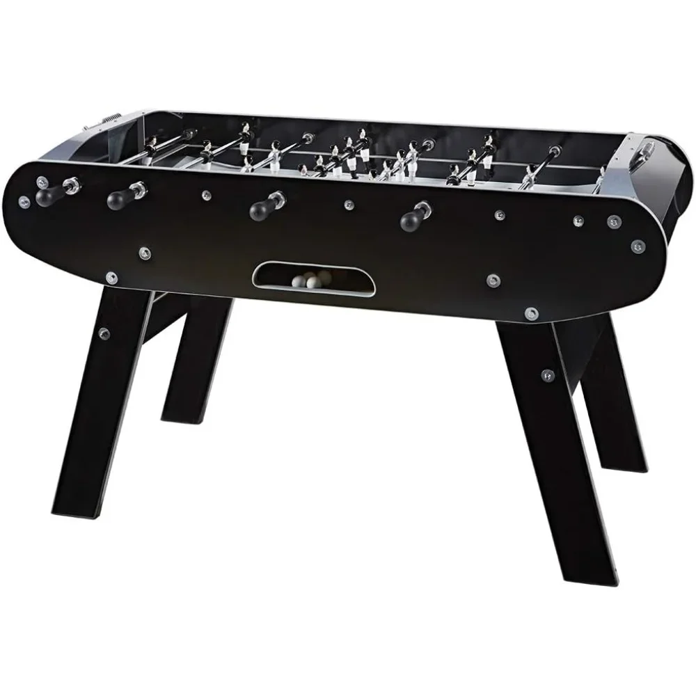 Foosball Table, Sleek and modern design in black (noir) with metallic accents; sturdy MDF cabinet with lacquered finish,  Table