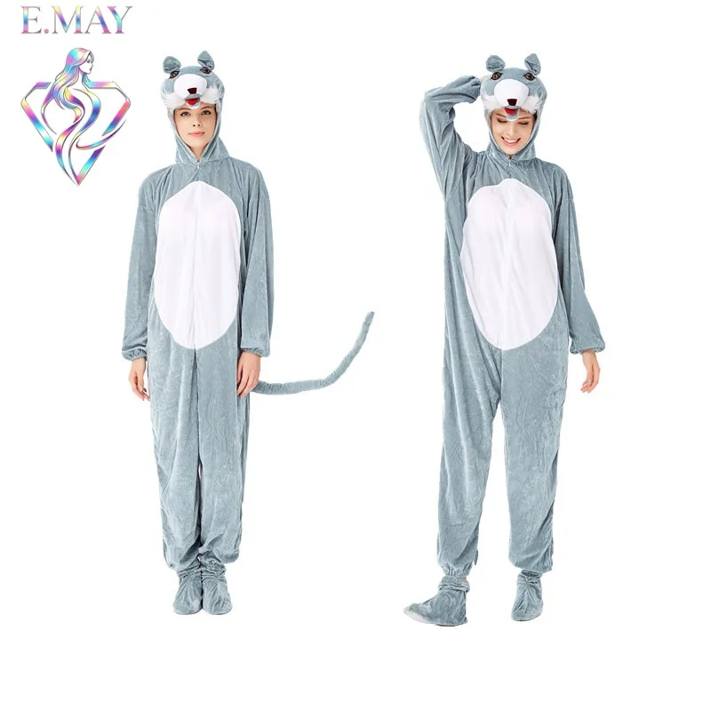 Adult Grey Mouse Costume Halloween Party Role-playing Animal Outfit Makeup Party Theme Clothing Stage Performance Traditional...