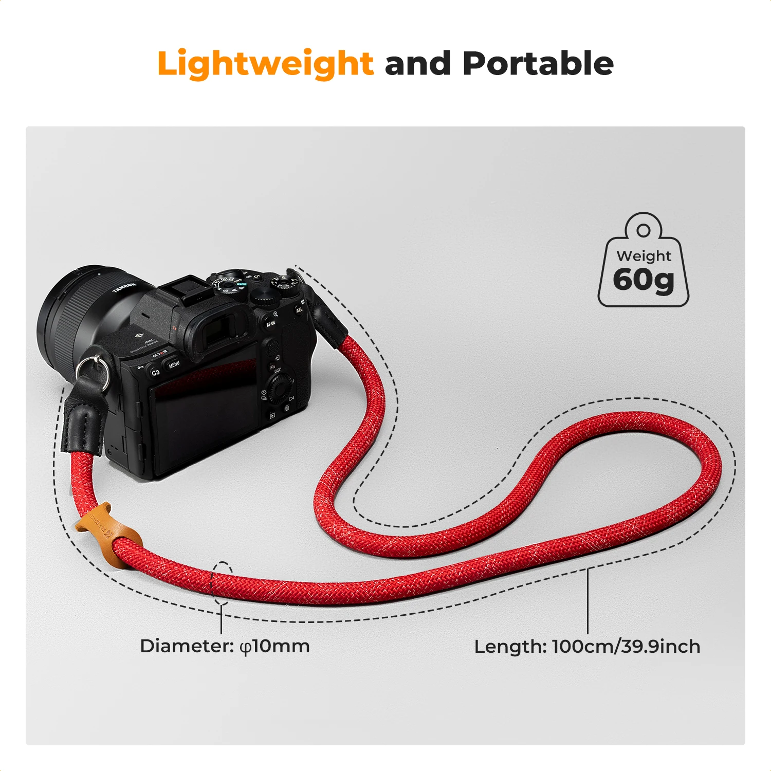 Pasek do aparatu K&F CONCEPT, nylonowa lina na szyję / ramię, uniwersalny do aparatów DSLR i bezlusterkowych, 100 cm / 39,13 cala — zdjęcie produktu 4