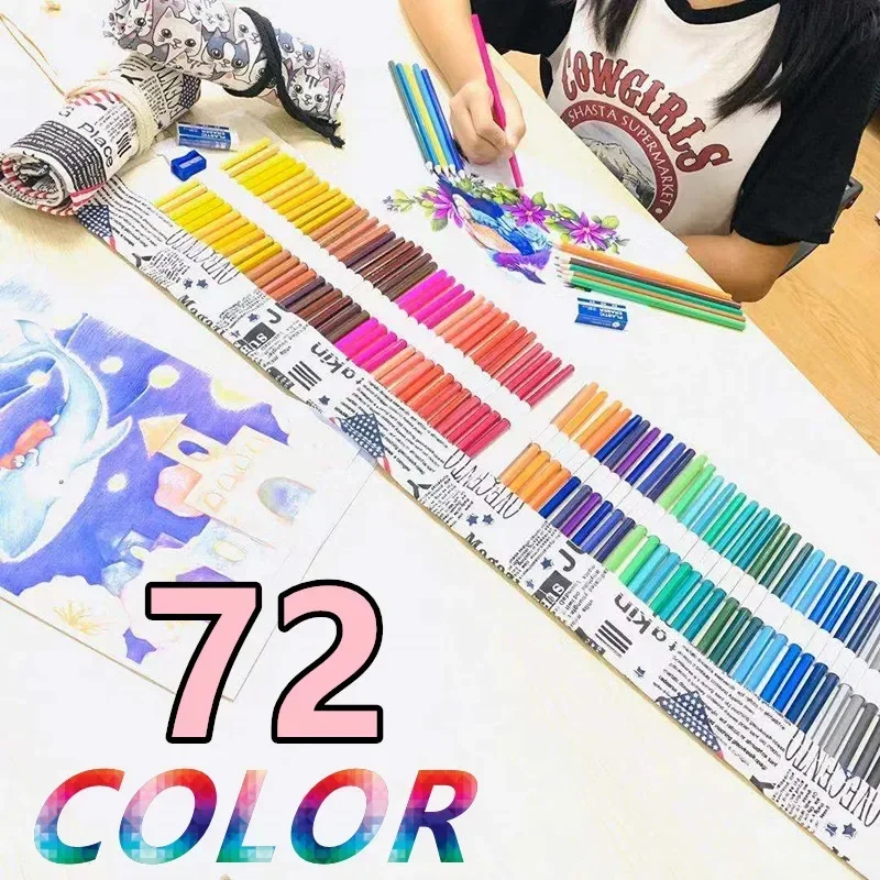 1pc Children's Cute Pen Stationery 72 Korean With Drawing Art Professional Pencil Pencilcase Colour Color 2023 Supplies School