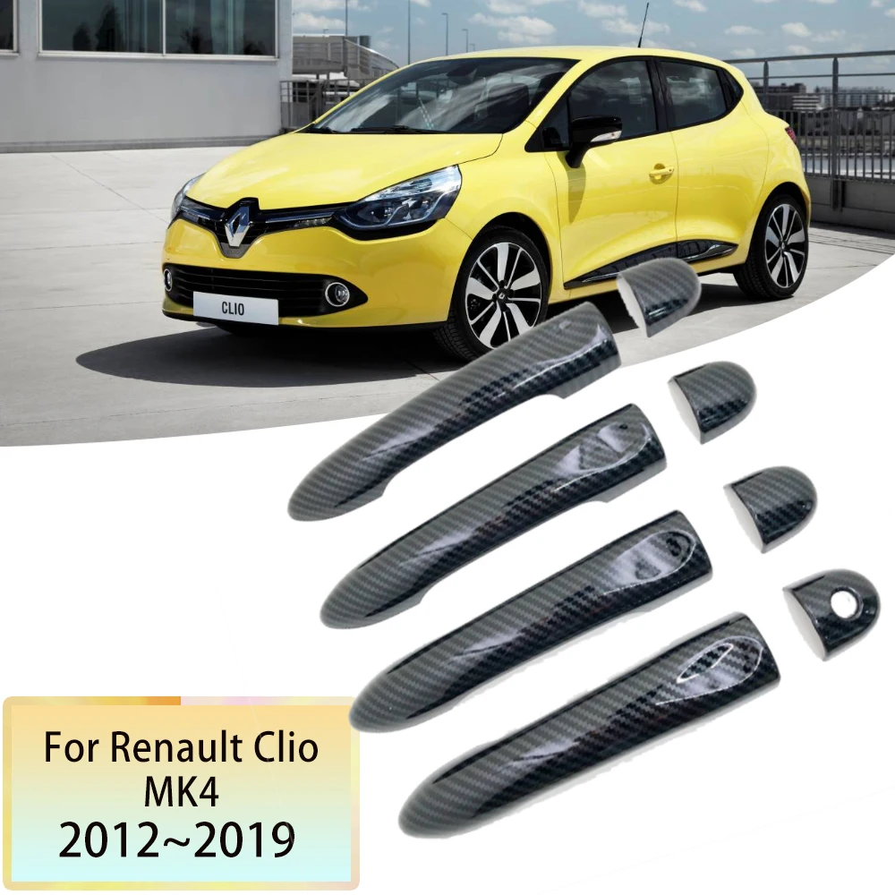 

For Renault Clio 4 IV Lutecia BH KH 2012~2019 2015 2017 2018 Carbon Fiber Car Door Handle Cover Interior Stickers Accessories