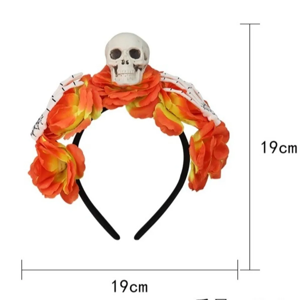 مبالغ فيها الجمجمة رئيس عقال هالوين ديكور ملون هالوين الشعر هوب محاكاة زهرة مضحك القوطية زهرة هيرباند