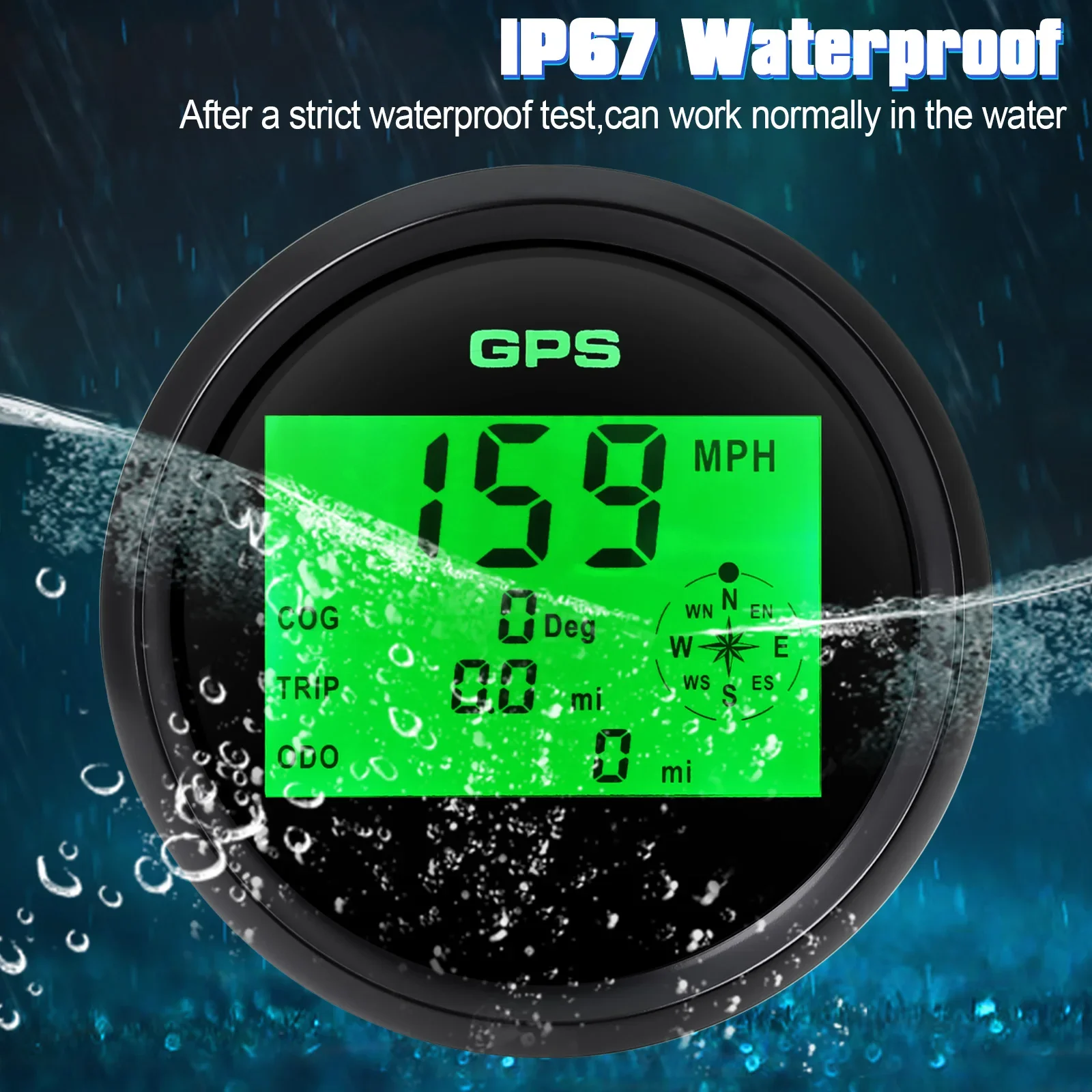 HD 85mm GAUGE Digital Boat Car GPS Speedometer 0-999(MPH, Knots, KM/H)Speed Meter odometer With 7 Colors Backlight