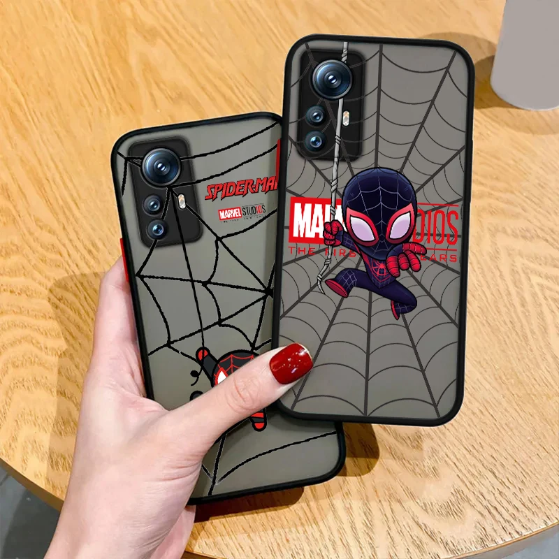 Marvel SpiderMan Cool For POCO X5 X4 X3 NFC X2 M5S M6 M4 M3 M2 C51 F5 F4 GT Pro Frosted Translucent Phone Case