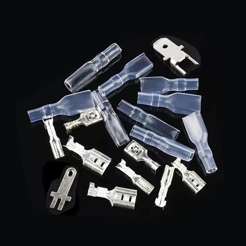 10Set/10Pcs2.8/4.8/6.3mm Female Spade Connector Insulating Insert Spring Terminal Insulated Sheath Cold-pressed Male Welding Lug