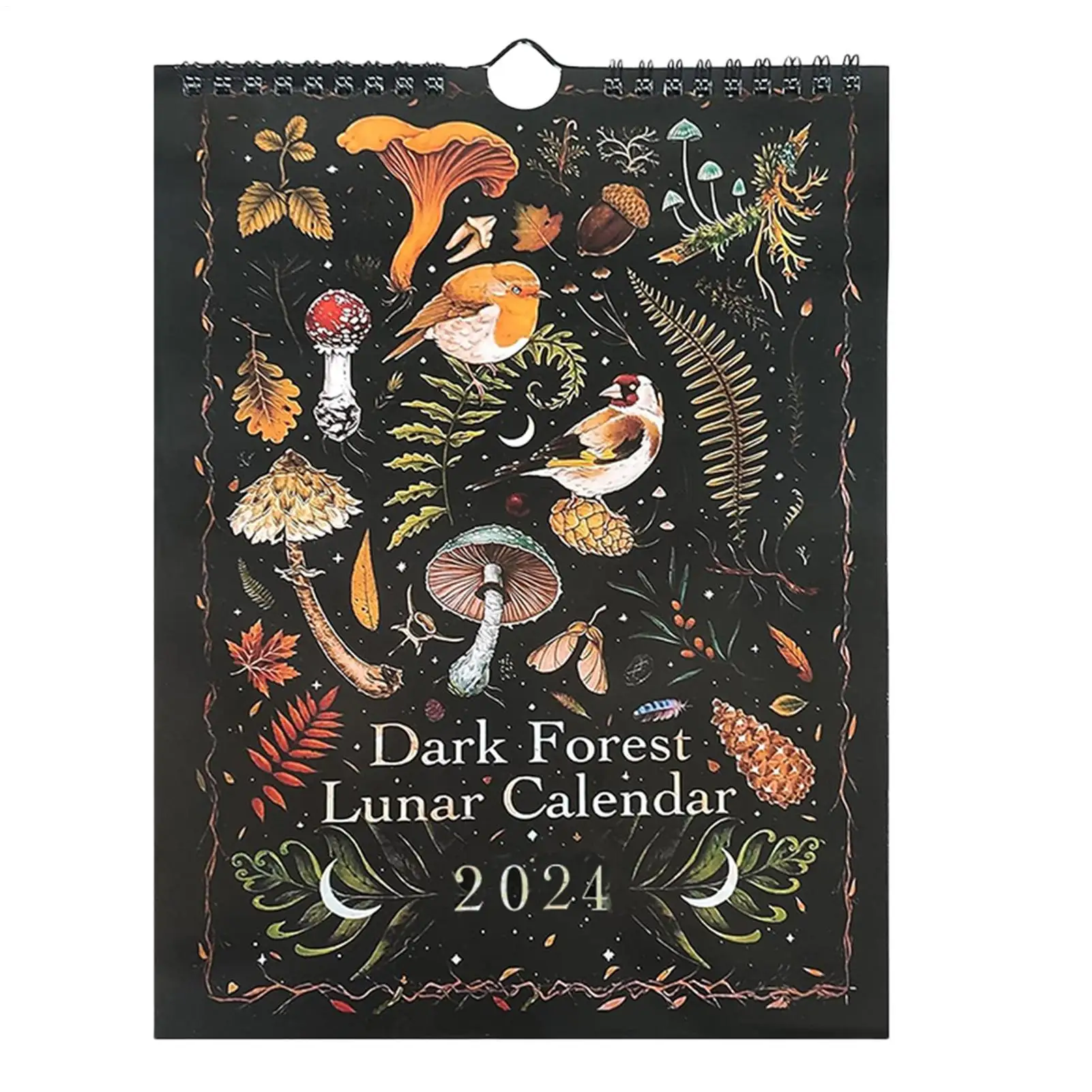 Dark Forest Mondkalender 12, wunderschöne Illustrationen mit verschiedenen Tieren, Pflanzen, Wandkalender, 12 Monate, bunter Kalender