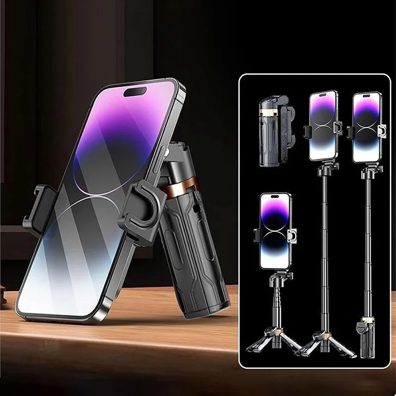 กระเป๋าแบบพกพามินิบลูทูธ Selfie Stick Telescopic ขาตั้งกล้องมัลติฟังก์ชั่นผู้ถือโทรศัพท์มือถือ Monopod แบบพับได้