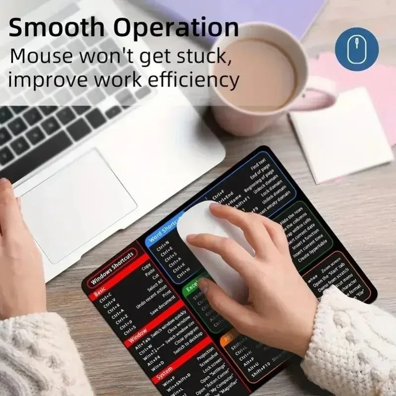 2/1Pcs Windows Shortcuts Mousepad Office Software Office Word Excel PPT Reference Shortcuts Non-Slip Mouse Mat for PC Computer