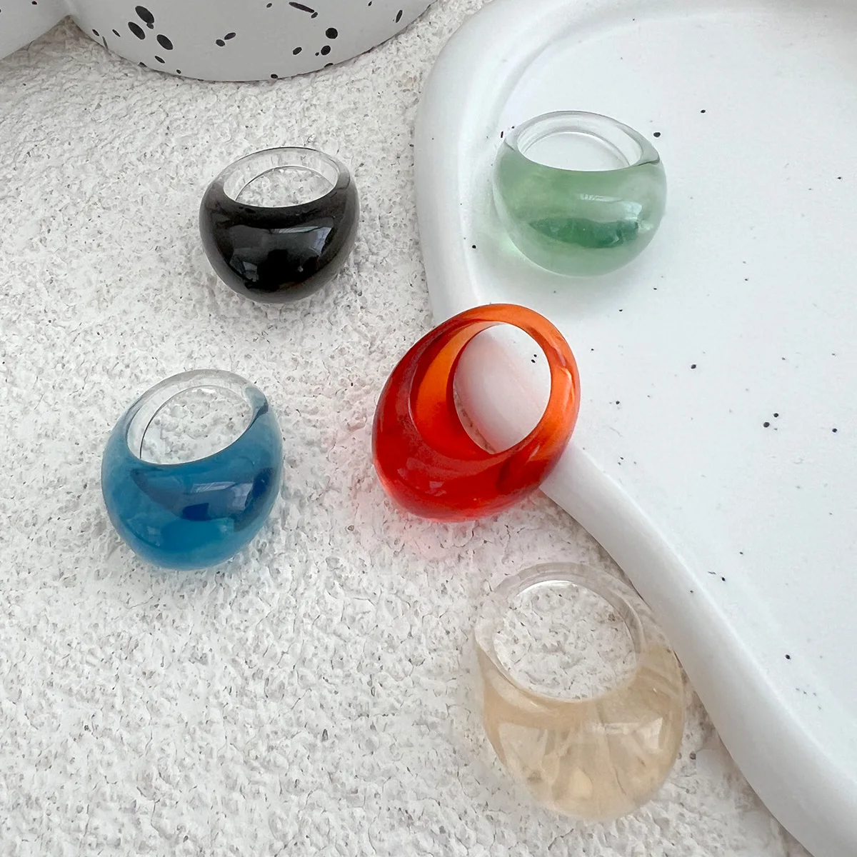 Women's Oversized Multicolour Resin Dome Ring